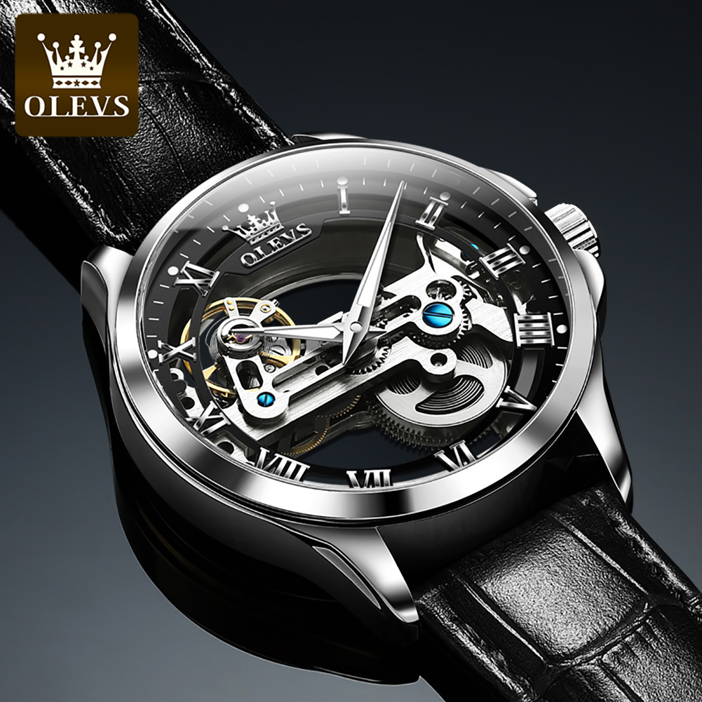 OLEVS 남성용 6661 오토매틱 시계, 할로우 투명 - Rolex Watch Daytona 리뷰 및 가격